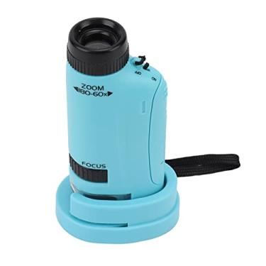 Imagem de Microscópio de Bolso para Crianças, Microscópio Portátil para Crianças Com Foco Giratório de Luz LED 180x para Estudantes Ao Ar Livre (Azul Céu (2211))