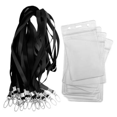 Imagem de Porta-cartão de vacina, 5 conjuntos de protetores de cartão de vacina com cordão. Porta-cartão transparente de tamanho grande à prova d'água, adequado para a maioria dos cartões de vacinação e crachás de identificação