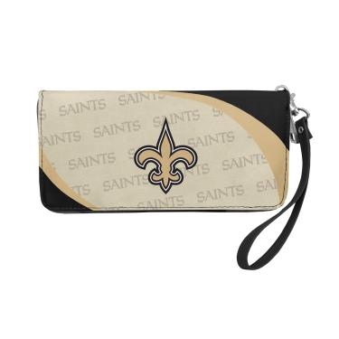 Imagem de Littlearth Carteira organizadora NFL New Orleans Saints Curve com zíper, preta, 20,32 cm x 10,16 cm x 2,54 cm