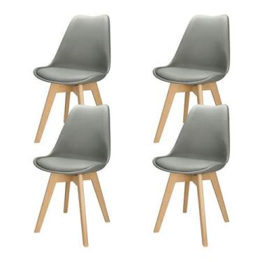 Imagem de Kit 4 Cadeiras Charles Eames Leda Luisa Saarinen - Cinza - Magazine Ro
