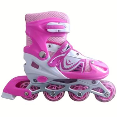 Imagem de Patins Roller In-line 31 A 34 Rosa Regulável Infantil Menina