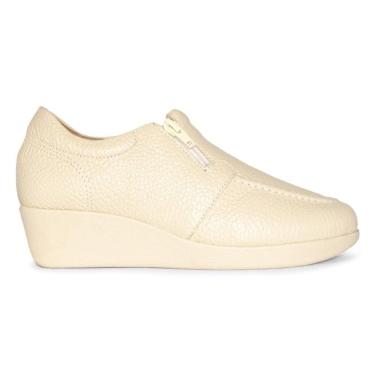 Imagem de Mocassim Usaflex Feminino Salto Anabela Couro Com Ziper 6262PL