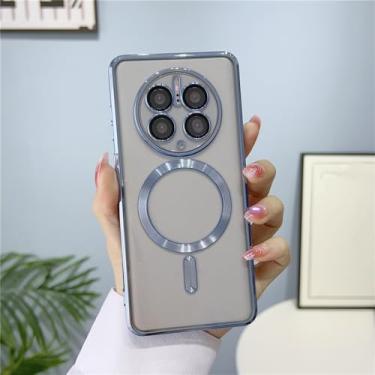 Imagem de Capa transparente de carregamento magnético sem fio, capa transparente para huawei mate 50 pro 40 30 pro 20 p50 p40 p30 pro, azul, para mate 20 pro