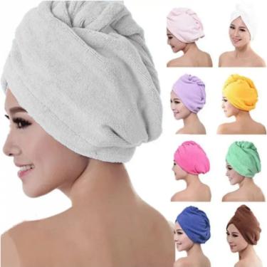 Imagem de Kit 6 Toalhas Grossa Mágica Para Cabelo Secar Rápido Touca Banho