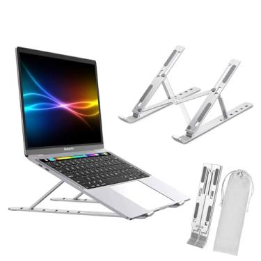 Imagem de Suporte Ajustável de Alumínio Universal Para Notebook Laptop Tablet e Celular Ergonômico Dobrável Regulável e Compatível com Macbook iPad HP Dell Lenovo (10-17 Polegadas)