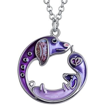 Imagem de RAIDIN Presentes de Dia das Mães para Mães Liga de Esmalte Bonito Dachshund Cachorro Animais de Estimação Colar Pingente Joias para Mulheres Meninas Amantes de Cachorros Decorações de Festa, Medium,