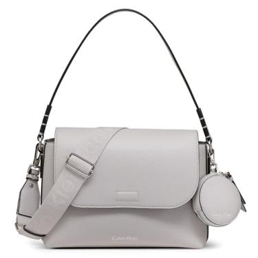Imagem de Calvin Klein Bolsa de ombro feminina Millie 2 em 1 com aba e transversal, Pomba cinza, One Size