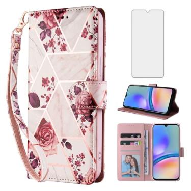 Imagem de Asuwish Capa carteira compatível com Samsung Galaxy A55 5G e protetor de tela de vidro temperado de couro flip porta-cartão suporte acessórios de celular capa para celular para A 55 55A A555G mulheres