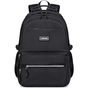 Imagem de LEDAOU Mochila feminina para laptop de 15,6 polegadas, mochila de trabalho, negócios, viagens, faculdade, escola, mochila para professores, Oxford preto, Large, Viagem escolar