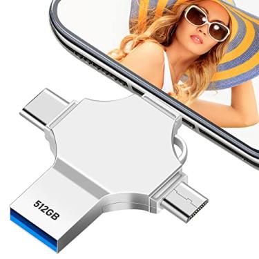 Imagem de gaborlet Pendrive 512 GB 4 em 1 memória USB 3.0 grande capacidade pen drive de alta velocidade stick memória externa para smartphone computador OTG Android tablet