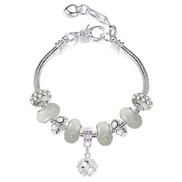 Imagem de White Birch Conjunto de pulseiras Pandora com pingentes, ideias de presentes ajustáveis para meninas adolescentes 17 a 21 cm, 6.7-8.3 inch, Vidro