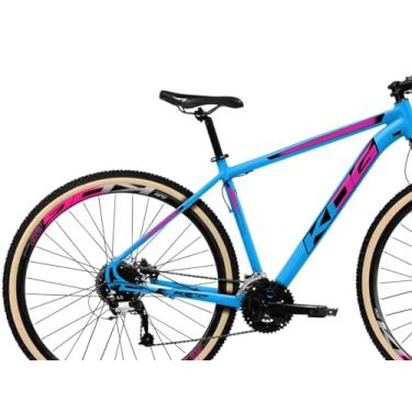 Imagem de Bicicleta Aluminio Aro 29 KOG 27 Marcha Cassete/K7 11/36 Dentes Freio a Disco Garfo com Suspensão,15,Azul Rosa