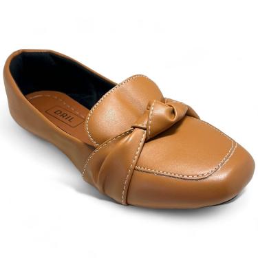 Imagem de Mocassim Feminino Bico Quadrado Detalhe em Nó Caramelo