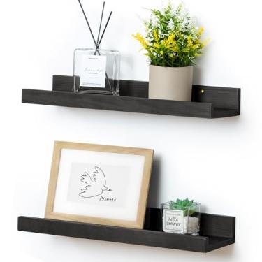 Imagem de Prateleira de borda para parede, 40,6 cm de madeira de pinheiro maciça, 2 pacotes, prateleiras de borda flutuantes para quarto de criança, quarto, banheiro, sala de estar, porta-fotos, escritório,