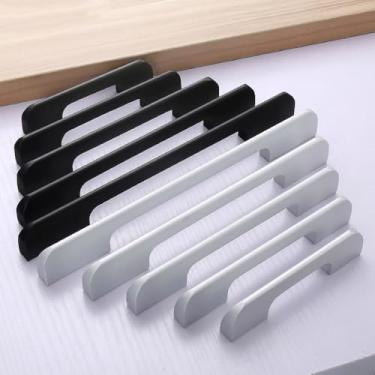 Imagem de Móveis modernos Armários com alça longa Guarda-roupa Maçaneta grande Armários de cabeceira Gaveta Cozinha Gradevin Puxador de porta 128-320 mm, preto, espaçamento de furos de 320 mm