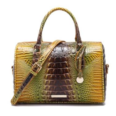 Imagem de Makcr Joacbv Bolsas de crocodilo com alça superior para mulheres, bolsas de couro transversais, bolsa moderna de grande capacidade com alça de ombro, 1 - marrom e peixinho dourado
