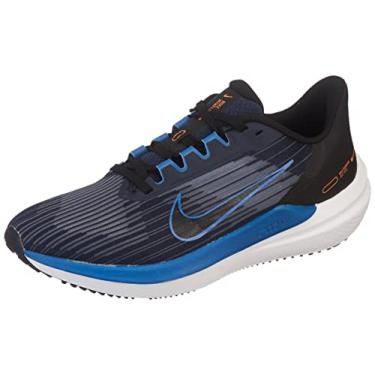 Imagem de Nike Tênis de corrida masculino Air Winflo 9, Obsidiana Dk azul, preto e branco, 7 UK (7.5 US)