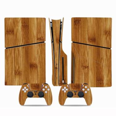 Imagem de Adesivo Skin para PS5 Slim Disc Edition, decalque de vinil para console de jogos e controle sem fio (marrom)