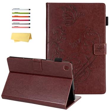 Imagem de UUcovers Capa com suporte para Samsung Galaxy Tab A7 26.4 cm 2020/2022 (SM-T500/T503/T505/T507/T509) com suporte para lápis/bolso [despertar/hibernar automaticamente] Carteira de flores em relevo,