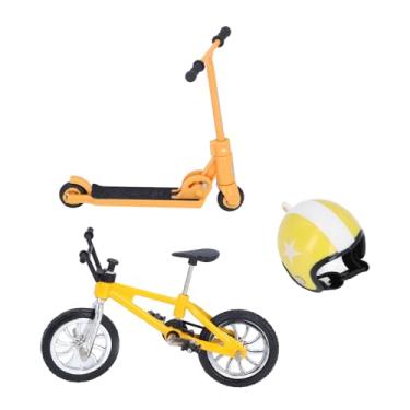 Imagem de Conjunto de Scooter de Bicicleta Em Miniatura para Casa de Bonecas Com Capacete, Acessório de Decoração de Bicicleta Em Miniatura para Casa de Bonecas Brinquedos de Alta (#1)