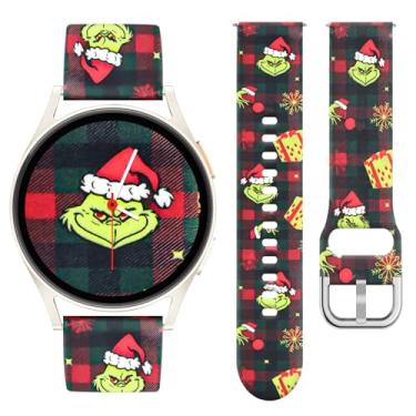 Imagem de Watbro Pulseira de relógio de Natal compatível com Samsung Galaxy Watch 7/FE/6/5/4 com pingentes, pulseira esportiva de silicone macio de 20 mm para Garmin Vivoactive 5/Vivoactive 3 Smart Watch Scary