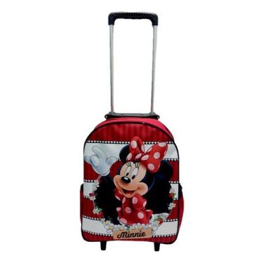 Imagem de Mochila Escolar Minie Vermelha Flores Carrinho Menina  - DB
