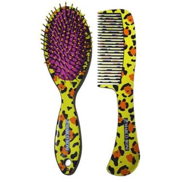 Imagem de Kit Pente E Escova Com Estampa Animal Print Marco Boni, Verde