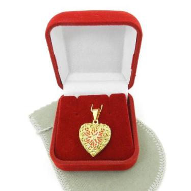 Imagem de Pingente Coração Relicario Aromatizado 2cm Folheado Ouro 18k Pi221 - W