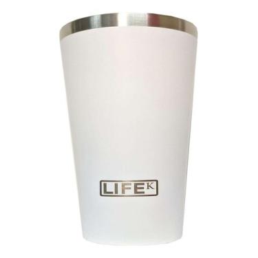 Imagem de Copo Térmico Branco Para Cerveja Aço Inox Parede Dupla 473ml - Life K