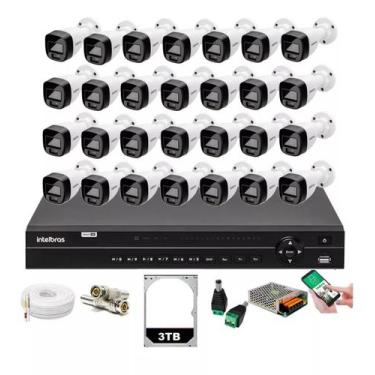 Imagem de Kit 28 Cameras Segurança Full Color Intelbras Dvr 32c Intelbras 3tb