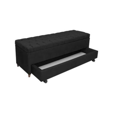 Imagem de Recamier Com Auxiliar Casal Suede(1.38X0.50) - Genki Kenko, PRETO