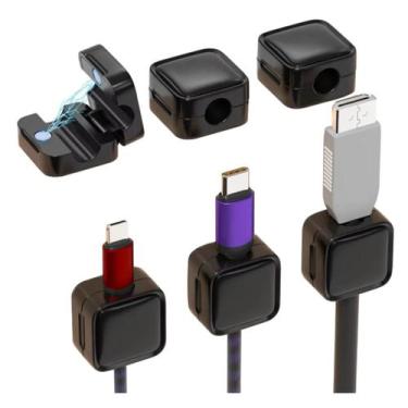 Imagem de Kit 6 Organizadores de Cabos e Fios Magnético - Sem marca, Branco