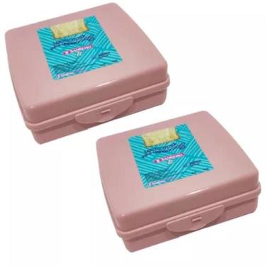 Imagem de Kit Porta Sanduíche Sanduicheira Com Trava 585 Ml Lanche Pão - sanremo