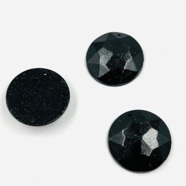 Imagem de Miçanga Chaton Redondo Abs Preto Metálico 20mm 10pçs 12g - Macall