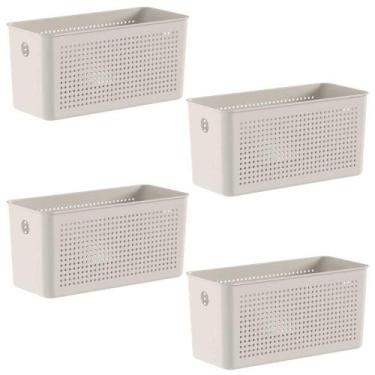 Imagem de 4x Cesto 4,2L Organizador OU Flow Bege 12cm x 13cm x 27cm