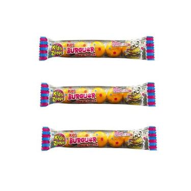 Imagem de Goma De Mascar Kids Burguer Sabor Tutti Frutti Kit com 3 - Kids Zone