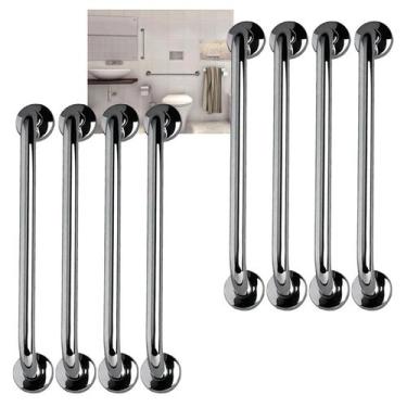 Imagem de Alça de Apoio Barra 40cm Aço Inox Kit 8 Unidades Idoso Deficiente Cade
