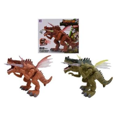 Imagem de Brinquedo Interativo Dragão Dinossauro Luz, Som, Anda E Solta Fumaça (