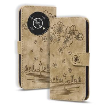 Imagem de Rosbtib Capa flip para Honor Magic5 Lite, carteira de couro PU premium com suporte para cartão - marrom