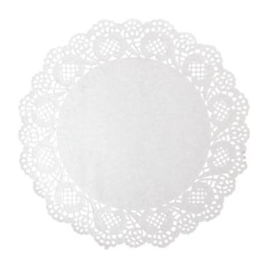 Imagem de Iconikal Doilies de renda de papel branco de 150 unidades, jogo americano decorativo branco de 26,7 cm para bolos, sobremesas e mesas