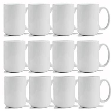 Imagem de TANGLONG Canecas de sublimação 425 g, blanks de sublimação, canecas de café a granel, xícaras brancas para café, latte, sopa, leite, cacau quente, conjunto de 12