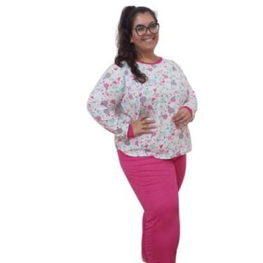 Imagem de Pijama Plus Size Feminino Manga Longa Estampas Variadas - Turbulencia 