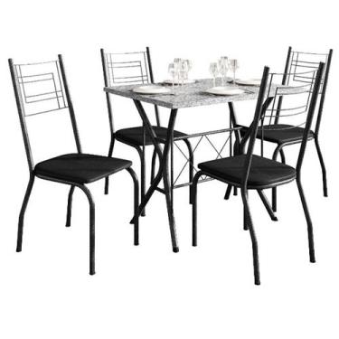 Imagem de Mesa de Jantar Bruna 100x60 cm com Granito Ocre Itabira com 4 Cadeiras