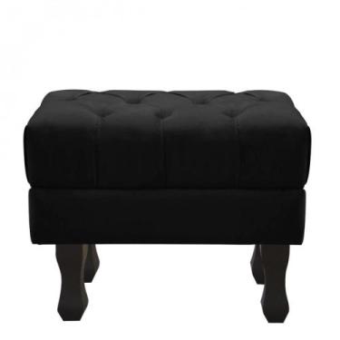 Imagem de Puff Decorativo Luis Xv Pés Madeira Preto Bebezin