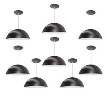 Imagem de Kit 8 Luminária Pendente Meia Lua 40cm Interior Branco Brilho Fiação 1