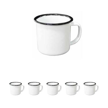 Imagem de 5un caneca esmaltada roça branca rústico 300ml - YAZI