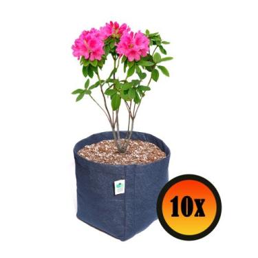 Imagem de Kit 10 Vasos De Planta De Feltro 11 Litros - King Pot, Azul Marinho