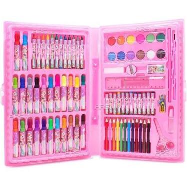 Imagem de Kit Maleta Escolar Princesa Com 86 pçs Canetinhas Coloridas (Rosa) - T