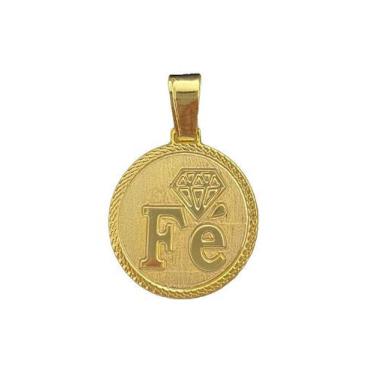 Imagem de Pingente fé diamante g redondo - banhado a ouro 18k - ToJoia18k