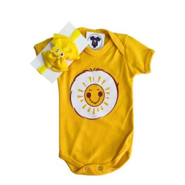 Imagem de Body Bebe - Ursinhos Carinhosos + Laço -  Mesversario - RL, Amarelo, G